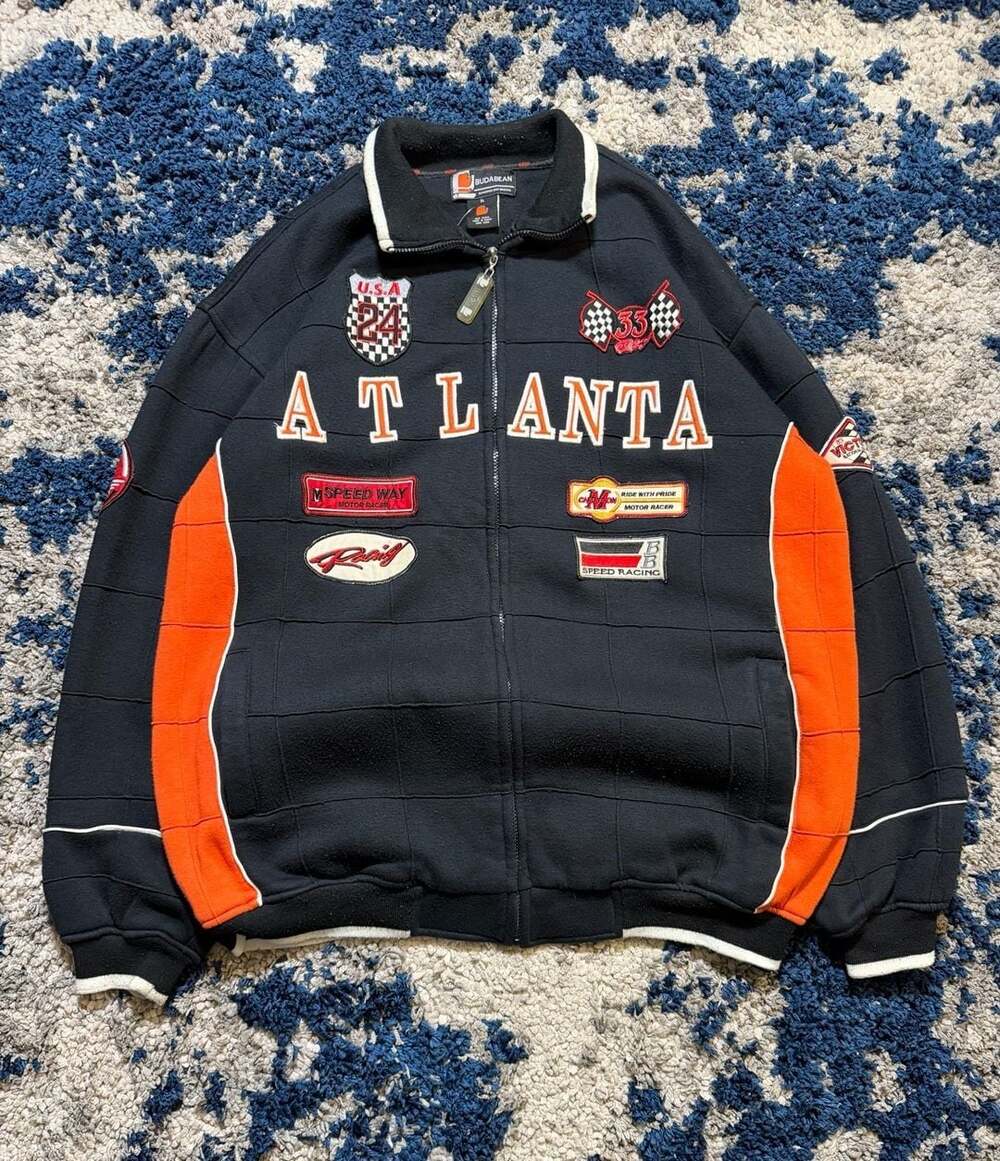 Budabean Atlanta Racing Jacket Size XL Black Orange